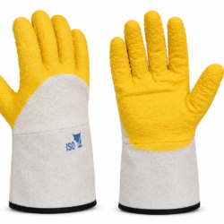 Guantes Industriales Recubiertos de Látex Amarillo Docena/12 pares