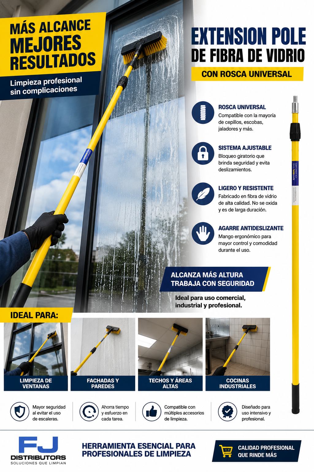 Extension Pole de Fiberglass con Rosca Universal 6-12ft - Image 2