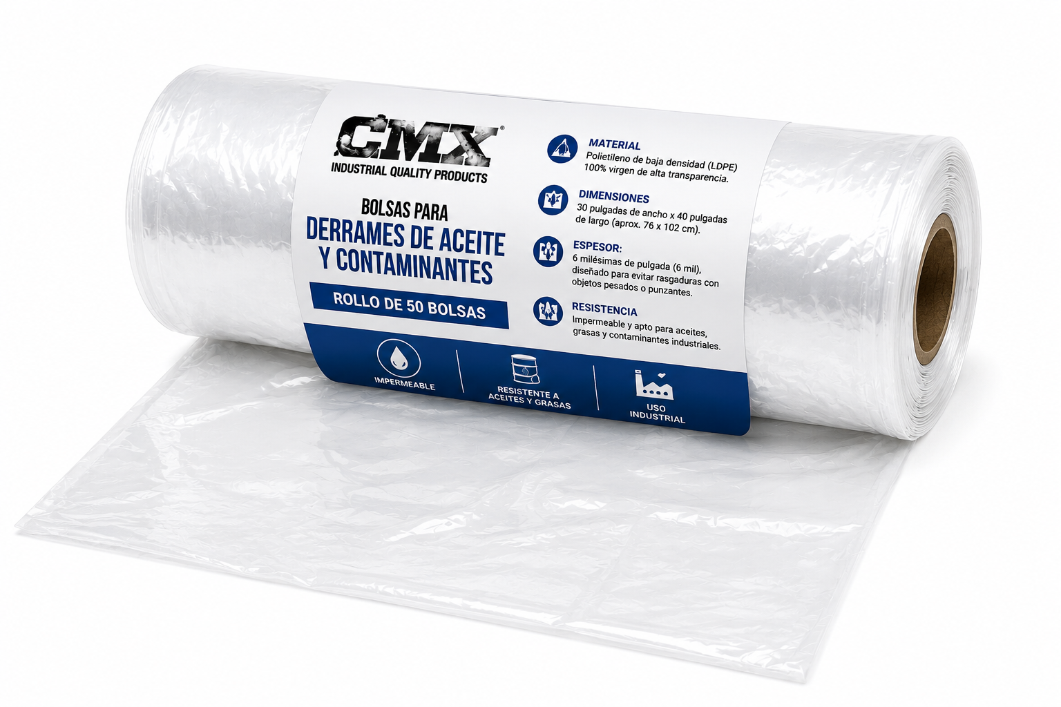 Bolsas para Derrames de Aceite y Contaminantes – Rollo de 50