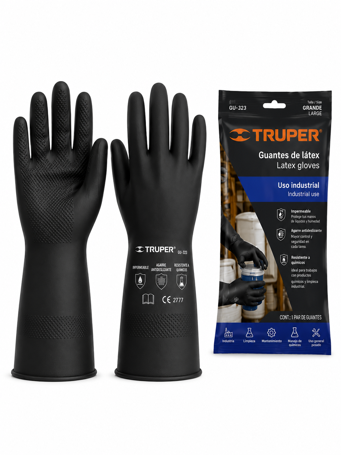 Guantes de Látex Truper GU-323 – Uso Industrial