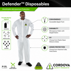 Alternative view of Defender™ Coverall Desechable Microporoso Caja de 25 Unidades